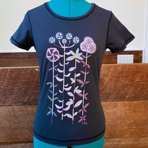 Lucy Babydoll Athletic T-Shirt w/ Metallic Flower Print